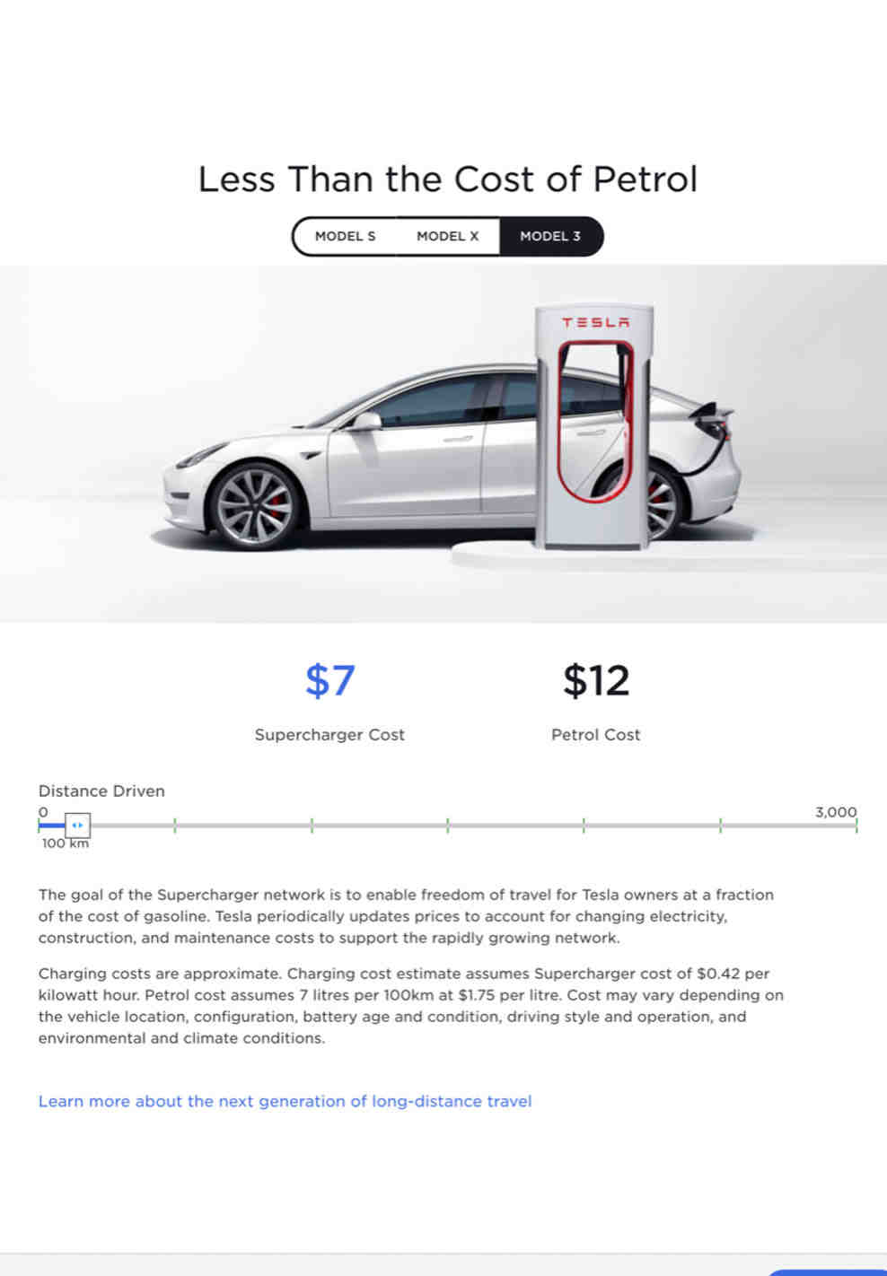 What does it cost to charge a Tesla at a charging station?