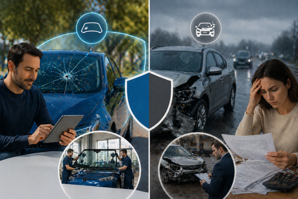 Car insurance claim comparison illustration